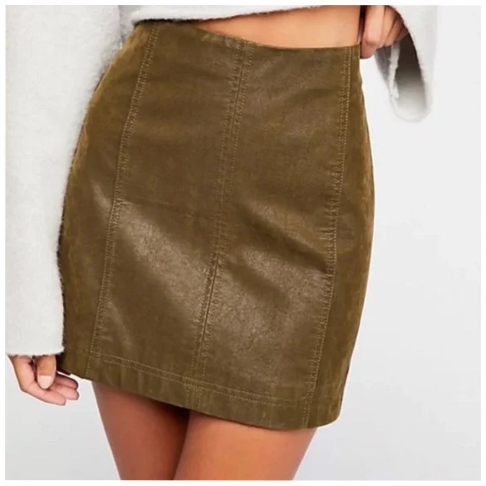 Free People Femme Faux Leather Mini Skirt • 0